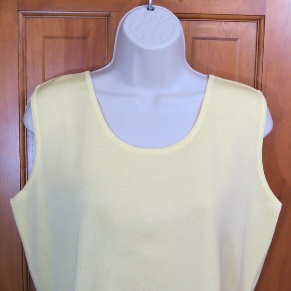 Ming Wang Yellow Knit Sleeveless Tank Top Basic Staple Size Petite Large - Picture 3 of 9